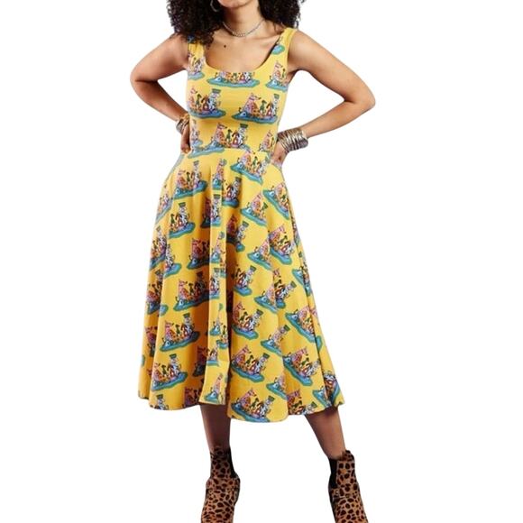Nooworks Vacation Dog Party Tank Fit & Flare Midi Dress Size 3X New with Tag - Picture 1 of 11